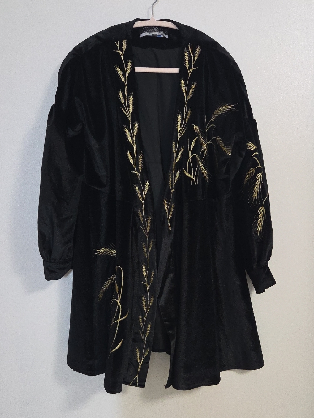 Dalia MacPhee Black Velvet Jacket with Soft Pink Trim